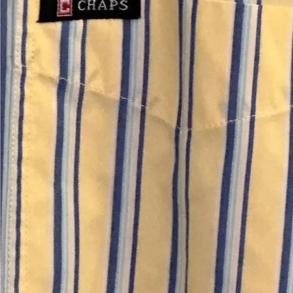 CHAPS Men’s Blue/Yellow Striped Long Sleeve Button Down Shirt Large EUC - Picture 5 of 8